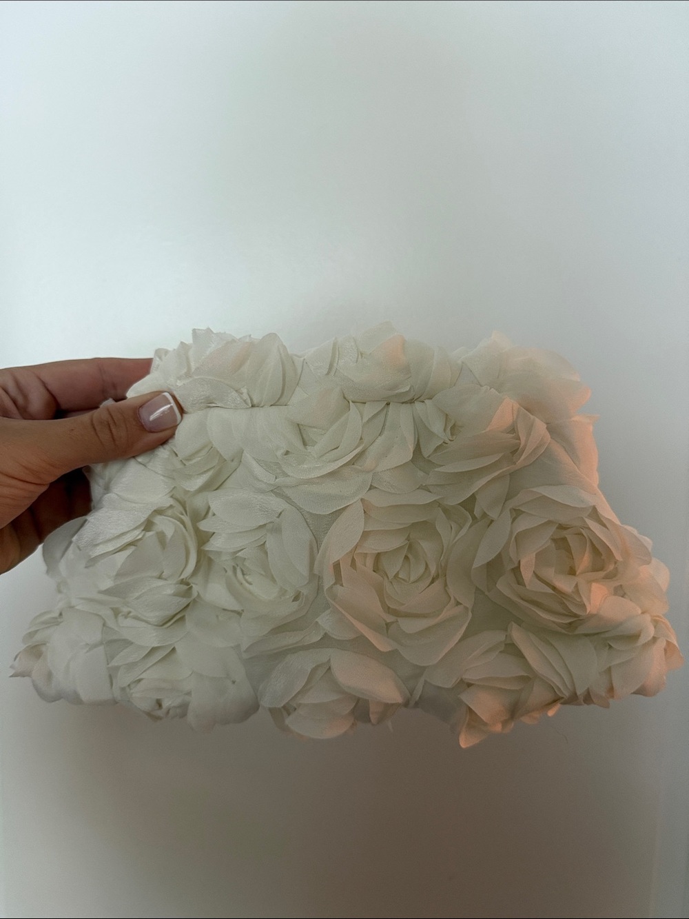 Ivory Floral Rose Applique Clutch Bag